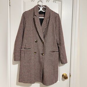 Elegant Coat in Black, White, and Red